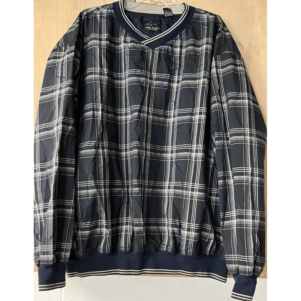 Greg Norman Collection Windbreaker LS‎ XL Blue/Gray Pattern